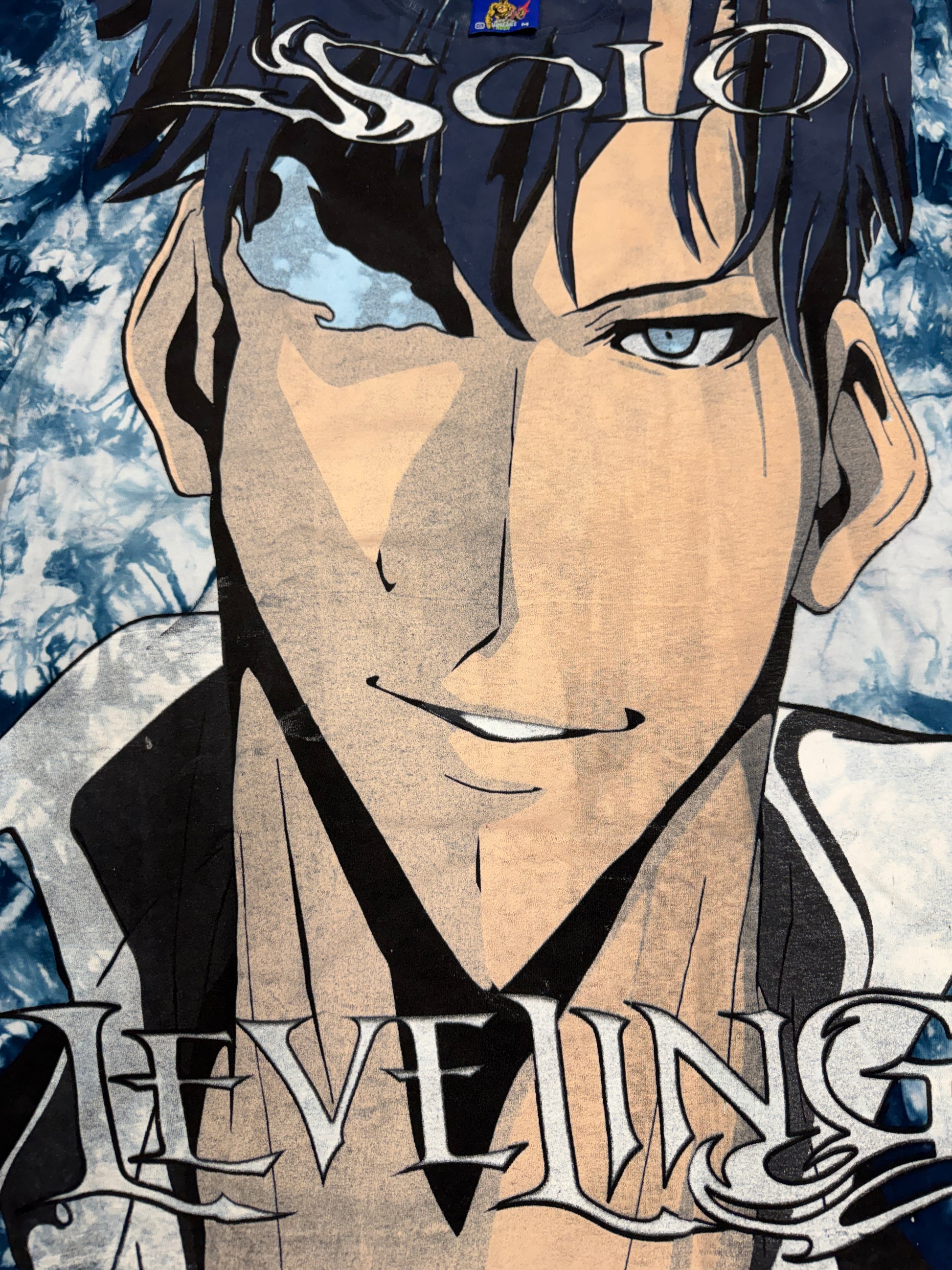 Blue & white tye dye - solo leveling big face